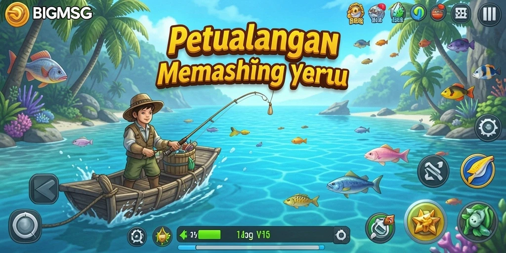 Tampilan gameplay mendebarkan saat menangkap ikan di BIGMSG.