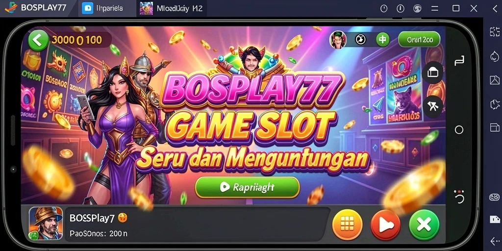 Tampilan gameplay <strong>BOSPLAY77</strong> yang menakjubkan dengan berbagai tema slot.