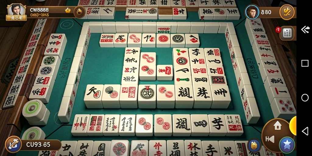 Screenshot utama CW8888 menampilkan gameplay Mahjong yang dinamis dan menarik.