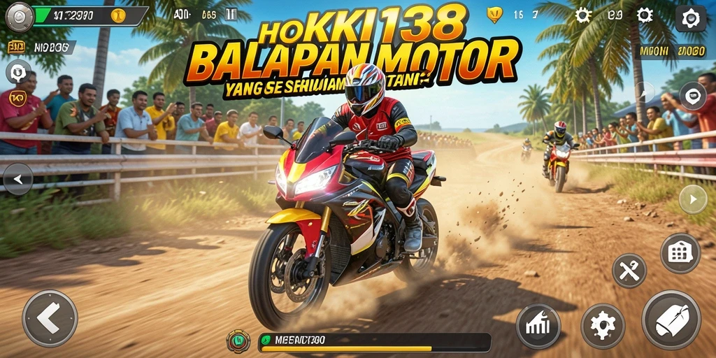 Gameplay HOKI138 yang intens dalam balapan motor yang seru.