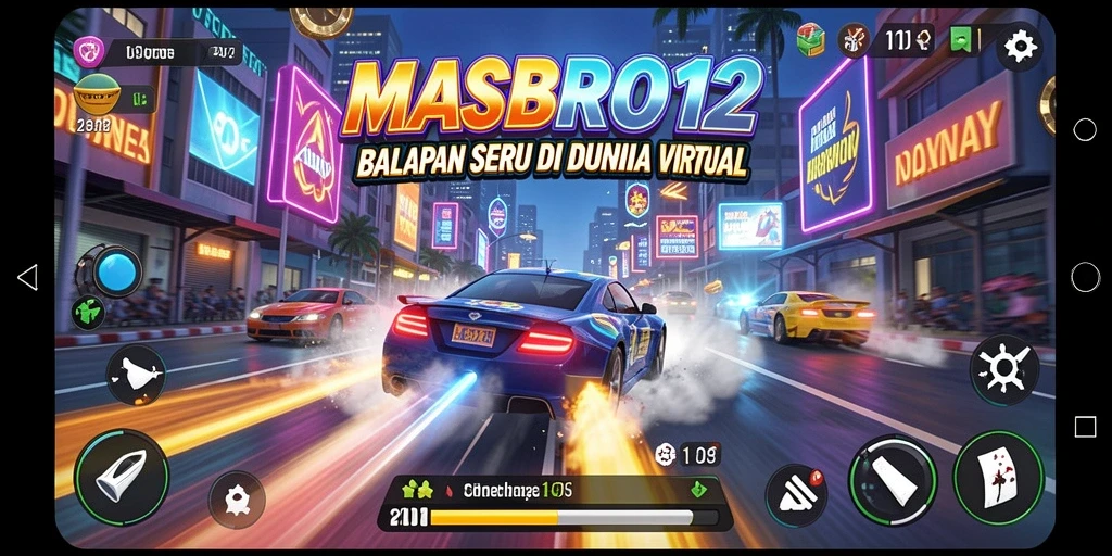 Tampilan gameplay balapan intens di MASBRO12 dengan grafik yang menakjubkan.