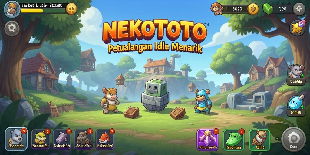 Tampilan gameplay NEKOTOTO dengan kucing-kucing lucu yang beraksi.