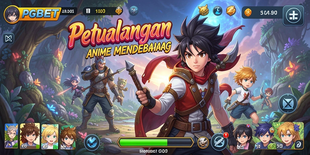 Screenshot PGBET menunjukkan pertarungan karakter Anime yang intens.