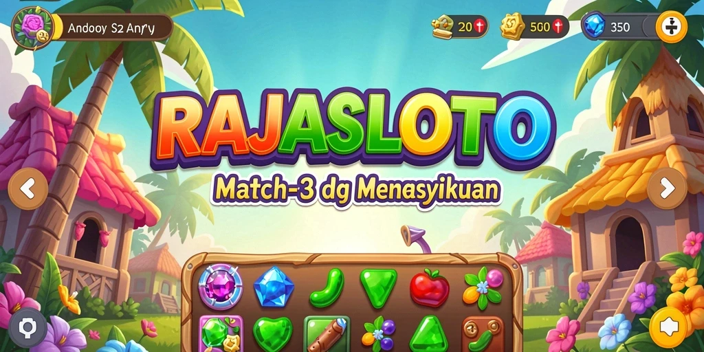 Tampilan gameplay menarik di RAJASLOTO dengan tantangan Match-3.